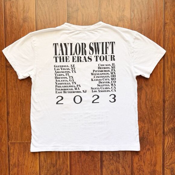Taylor Swift Eras Tour 2023 White‎ Official Merch T-Shirt L Double Sided *flaws* - Picture 12 of 16